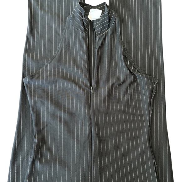 Moda Int’l Y2K Pinstripe Black Halter Jumpsuit Zip Front (Small/Medium) - Picture 9 of 9